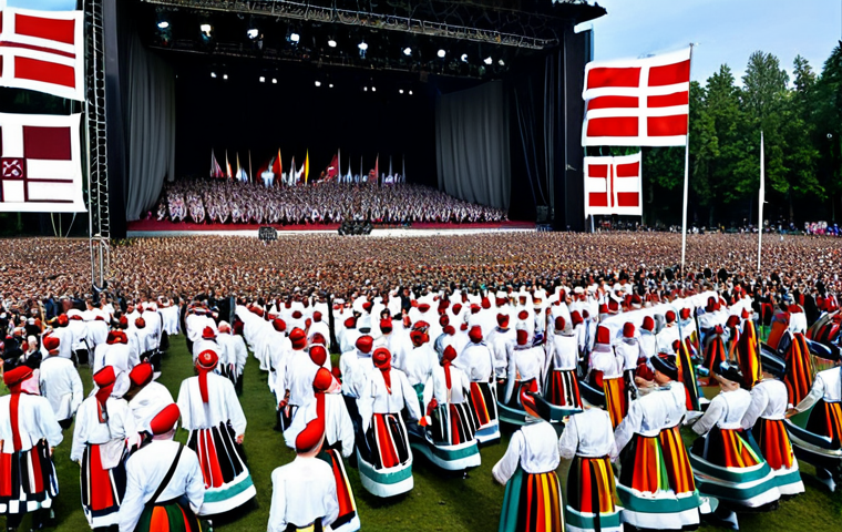 라트비아인들의 민족성 - Song and Dance Festival**

"A vibrant scene at the Latvian Song and Dance Festival in Riga. Thousand...